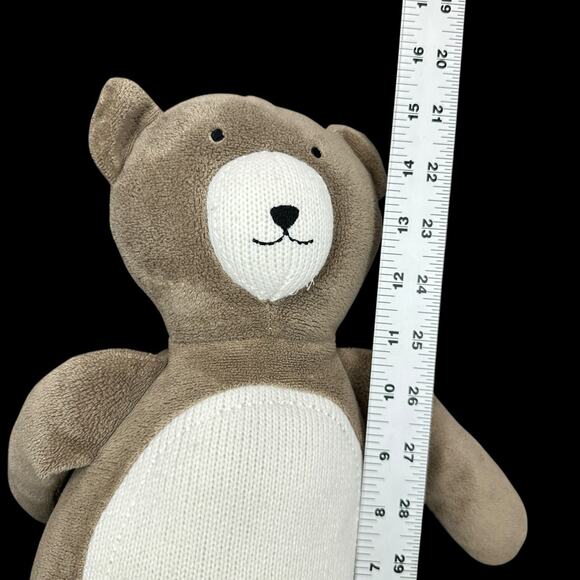 Dwell Studios Brown Bear White Knit Tummy Soft Plush Toy 2017 Crown Crafts - Picture 2 of 8